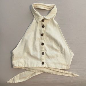 Off white cropped halter top